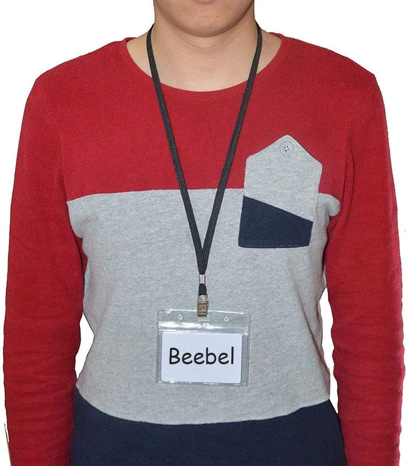 Beebel Lanyards 100 Pack Nylon Flat Badge Lanyard for Id Badge Name Tag (Navy Blue, 100 Pack) - Image 5